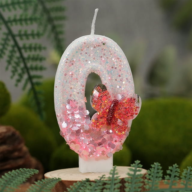 Yhmxh Bougies d'Anniversaire Papillon Rouges 0-9, Bougie Chiffre Pailletée Papillon Décorations de Gâteau pour Enfants Adultes Anniversaire Mariage Anniversaire Fournitures de Fête Décorations de Noël en Liquidation - Numéro 0