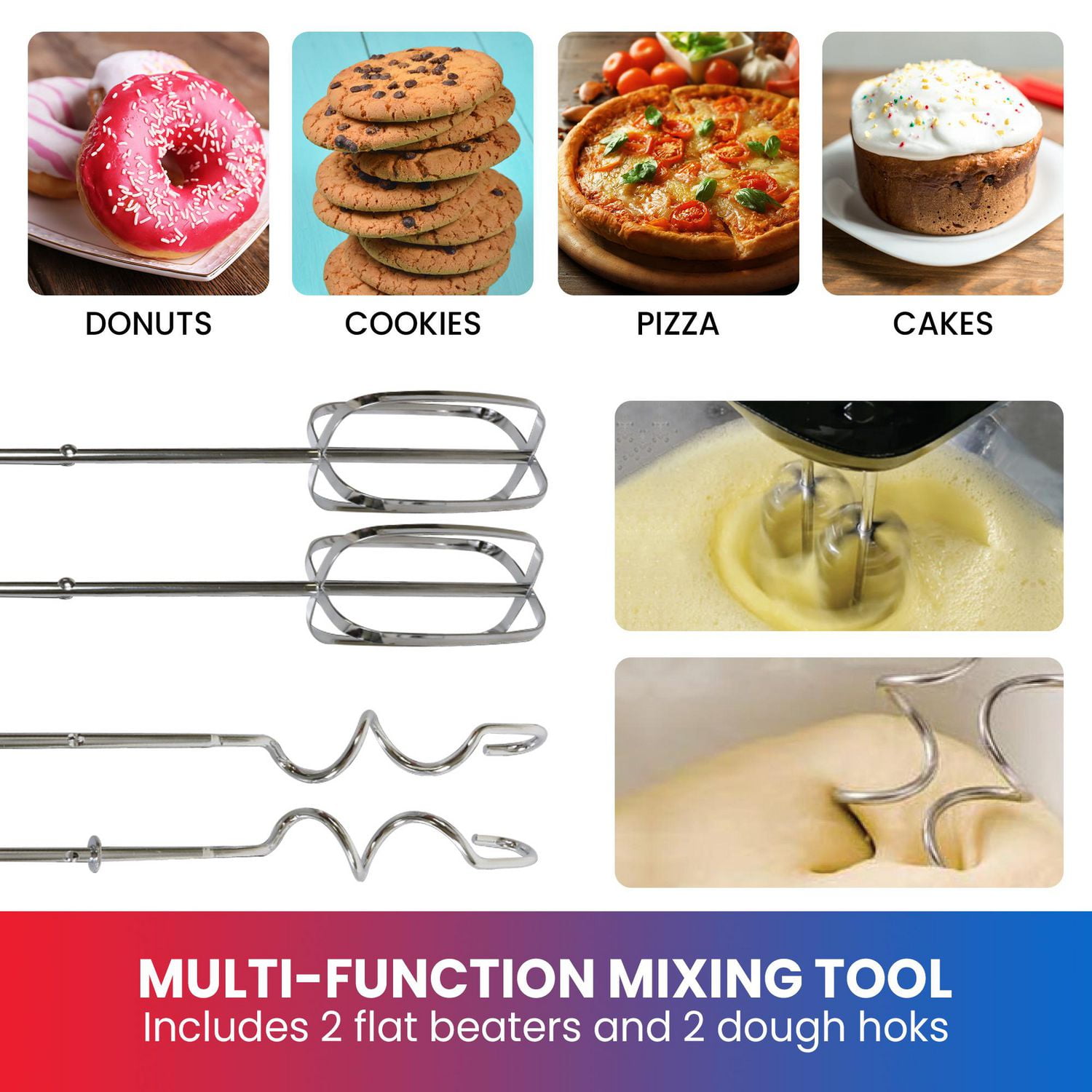 Total Chef 250 Watts 6-Speed Hand Mixer with Turbo Boost, Efficient Mixing for Baking & Cooking