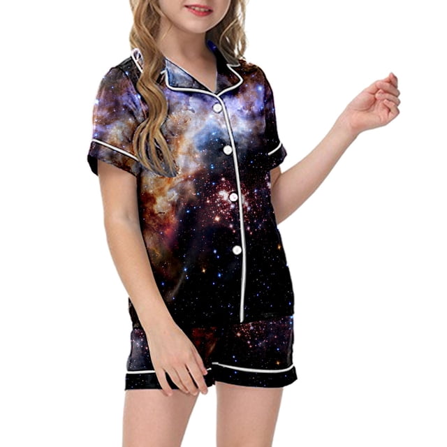Ensemble de Pyjama pour Adolescentes, Haut à Boutons Graphique, Ensemble de Pyjamas Mode pour Filles, Pyjamas pour Garçons, Taille 12-13 Ans