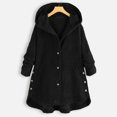 thumbnail image 1 of Women‘s Casual Solid Color Pocket Button Loose Hooded Coat, 1 of 4
