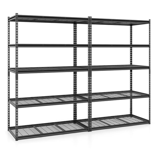 Costway 2 PCS 5-Tier Heavy-Duty Utility Shelf with Adjustable Wire Racks, 2000 lbs Capacity