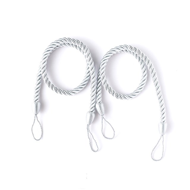 pitrice 2 Pièces Maison Hôtel Polyester Rideau Retenue Salon Chambre Drapé Cravate Décoratif Support Ondulé Corde Décor Gris