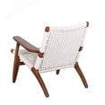 thumbnail image 2 of Plata Décor Import Inc – Walnut White Ash Wood & Rattan Lounge Chair – Modern Accent Chair for Living Room, Bedroom or Office, 2 of 5