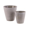 thumbnail image 1 of Creuset Rond à Bandes Blanches en Ciment avec Fond Conique, Lot de Deux, Gris, 1 of 1