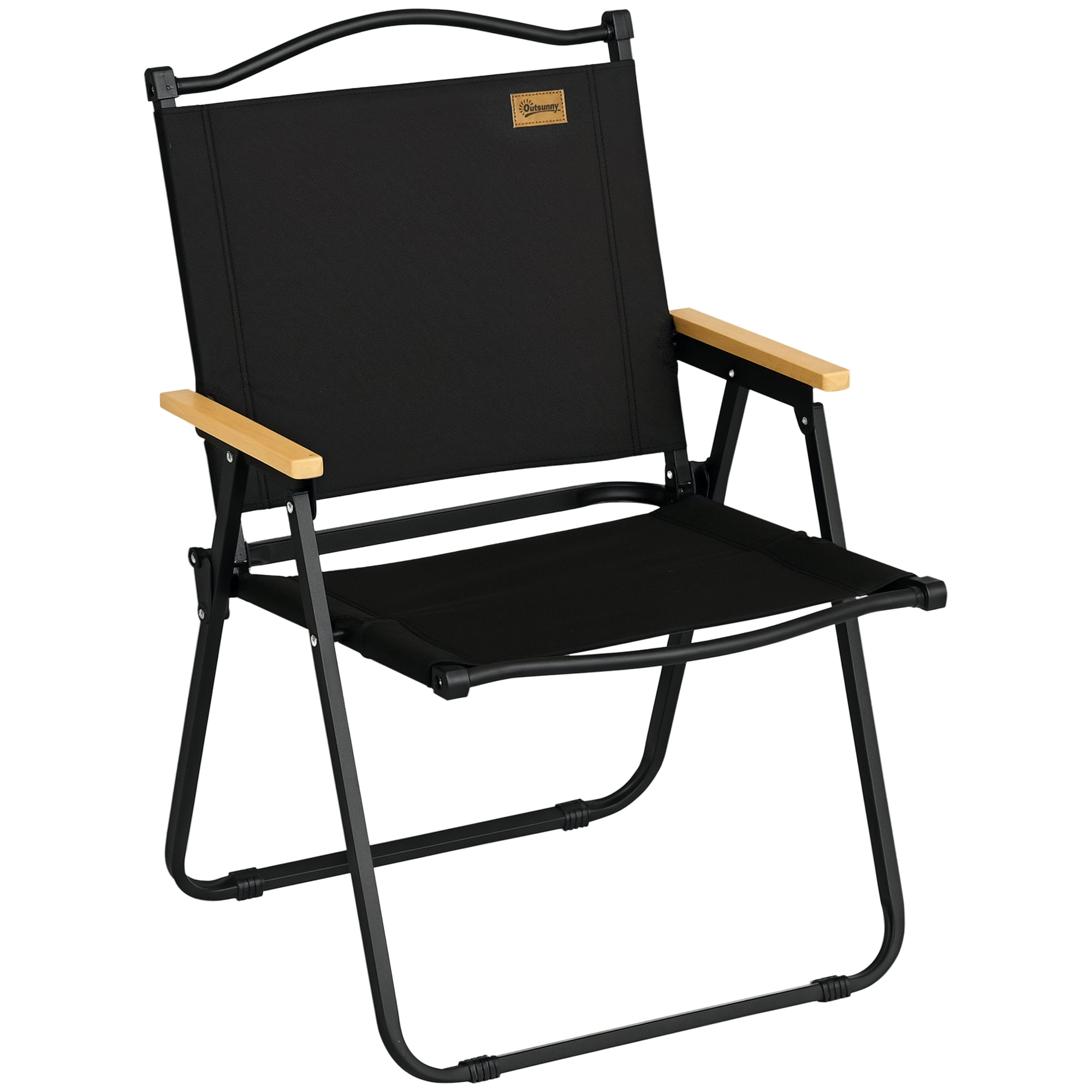 Outsunny Folding Camping Chair, Portable Armchair, Black
