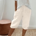 thumbnail image 2 of Dealovy Cotton Linen Shorts for Women High Waisted Drawstring Lightweight Knee Length Shorts with Pockets, 2 of 7
