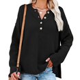 thumbnail image 2 of Women Jacket Long Sleeve V Neck Button Knit Fall Pullover Sweaters Casual Jumper Tops, 2 of 3