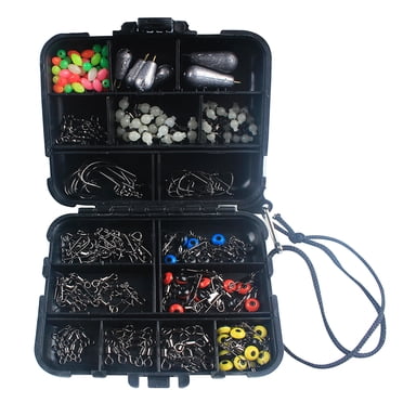 Yeacher 177pcs Fishing Accessories Kit Crank Hooks Weights Swivels Snaps Connectors Beads Fishing Tackle Box Set