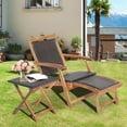 thumbnail image 3 of Costway 4PCS Patio Rattan Folding Lounge Chair Table Acacia Wood withRetractable Footrest, 3 of 9