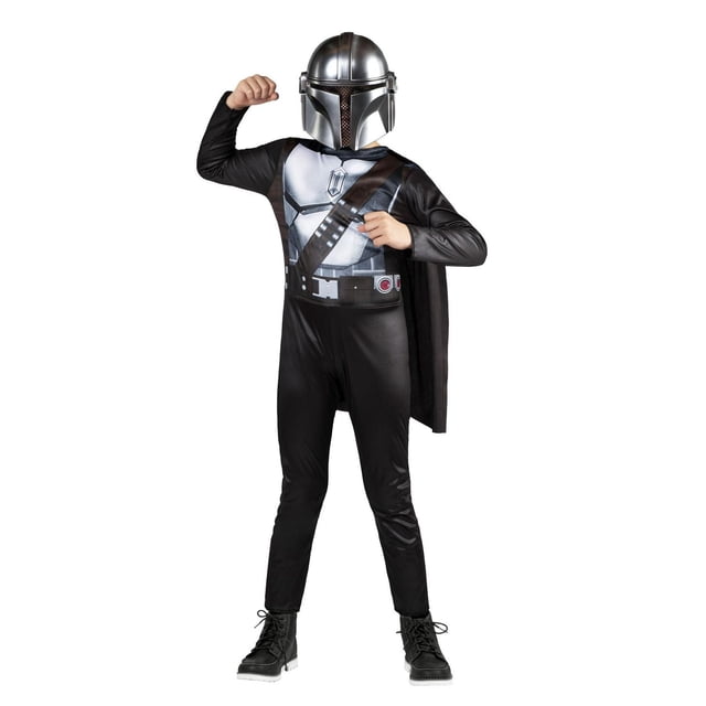 COSTUME JEUNESSE STAR WARS LE MANDALORIEN - Combinaison avec cape et casque 3D