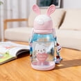 thumbnail image 4 of Rabbit Shaped Straw Water Bottle with Flip Top Lid, Large Capacity Reusable Plastic Bottle for Outdoor, Commute and Daily Hydration, 4 of 6