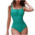thumbnail image 1 of Push Up One Piece Swimsuits Womens Adjustable Straps Tummy Control Bathing Suits Scoop Neck Ruched Slimming Swimwear, 1 of 5