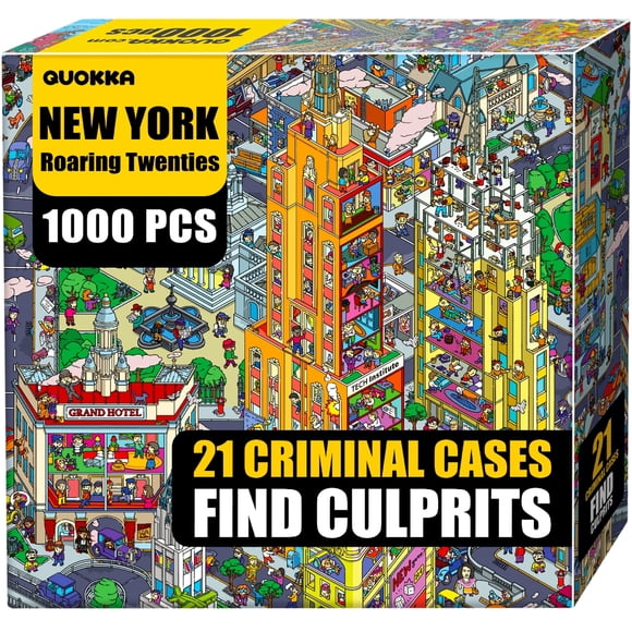 Quokka Casse-Têtes pour Adultes 1000 Pcs - Roaring Twenties New York – Casse-Tête de Détective - Défis Extra Amusants