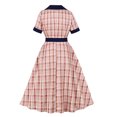 thumbnail image 3 of Ovzne Robes d'Été pour Femmes 2025 Robe Femme Mode Femme Été Décontractée Col en V Bouton Fermeture Éclair Manches Courtes Robe à Carreaux Robe d'Été Manches Courtes Liquidation, 3 of 6