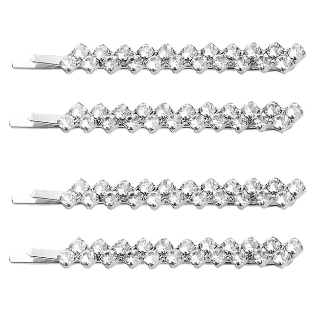 1 Set 2 Pairs Beautiful Rhinestone Hairpins Fashion Metal Bobby Hairpins