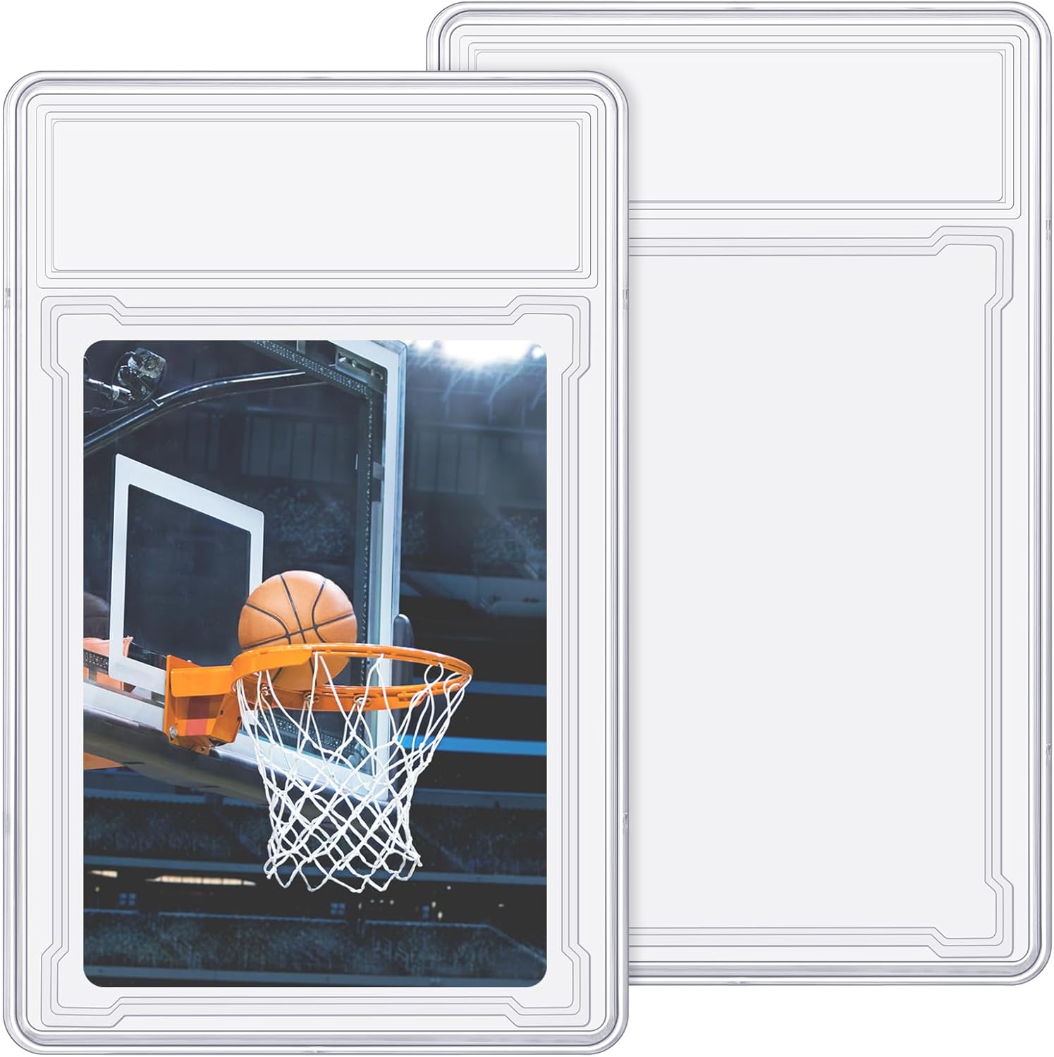 Étui Protecteur pour Cartes à Collectionner en Acrylique Transparent, Porte-Cartes de Baseball avec Position d'Étiquette, Pochettes Rigides, Petite Boîte de Rangement Robuste pour Collectionneur Standard, Sport, Qualité de Jeu (2 Pcs)