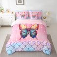 thumbnail image 2 of Erosebridal Ensemble de Literie Papillons Sauvages Format Double, Ensemble de Lit Rose Pastel pour Filles, Réversible 7 Pcs, 2 of 5