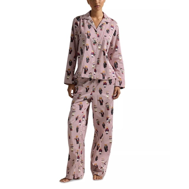 Polo Ralph Lauren Polo Ensemble de Pyjama en Coton à Manches Longues avec Ours - 4P8046 (Rouge Ours R3948, S)
