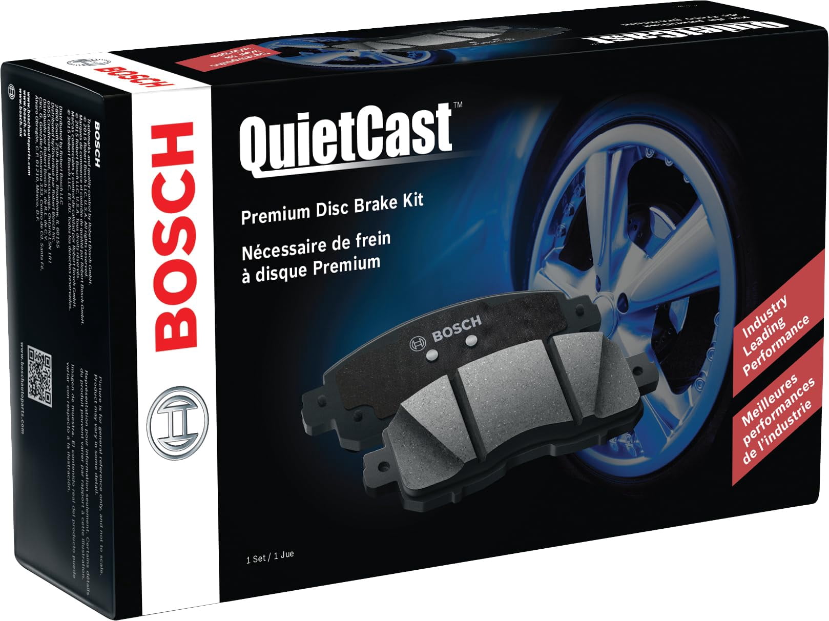 BOSCH BC1796 QuietCast Premium Ceramic Disc Brake Pad Set - Compatible With Select Mercedes-Benz C300, C350e, C400, E300, GLC300; FRONT