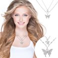thumbnail image 2 of Collier Zircon Papillon Double en Argent 925 Mode Clavicule Bijoux pour Femmes Cadeaux, 2 of 9