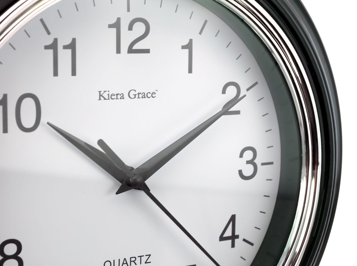 Horloges murales rondes Aster KG - 25,4 cm (10 po), 3,81 cm (1,5 po) d'épaisseur, noires, qté 6