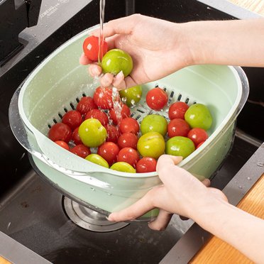 Dvkptbk Multi Functional Basket New Fruit Cleaning Bowl with Strainer Container Kitchen Sink Food Catcher Drainer Fruit Rinser Vegetable Washing Filter Bowl Drain Basket Home Essentials