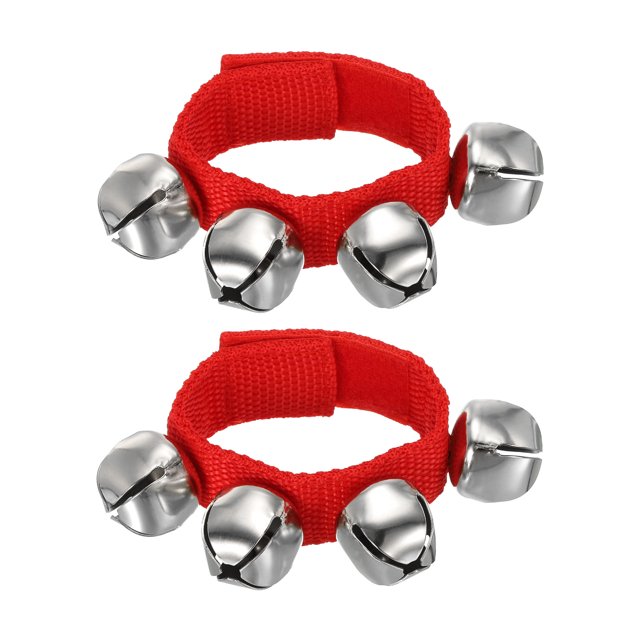 Unique Bargains 2pcs Wrist Bells, Jingle Bells Ankle Bells Percussion Instruments Musical Rhythm for Party Christmas, Red