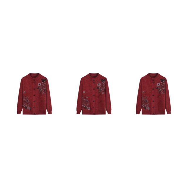 Youkk Middle-Aged And Elderly Sweater Exquisite Workmanship And Wide Application Warm Middle-aged Clothes red 3Set