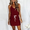 thumbnail image 1 of drppepioner Robe d'Été Femme Décontractée Mode d'Été Taille Poche Camis Sans Manches Robe à Col en V, 1 of 4