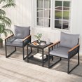 thumbnail image 2 of Gymax Ensemble de Mobilier de Patio 3 Pcs Chaises en Rotin PE Osier avec Table Basse à 2 Niveaux Dossier Souple, 2 of 9
