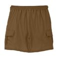 thumbnail image 4 of MIASHUI Boys Cargo Shorts Summer Drawstring Stretch Waist Sports Pants with Pocket,Coffee,13-14 Years, 4 of 6