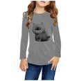 thumbnail image 1 of RXIRUCGD Chemises à Manches Longues pour Filles, Col Rond Mignon, Blouses Décontractées Élégantes (Gris, Taille : 3 Ans), 1 of 5