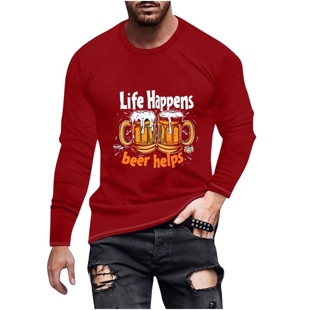 Birdeem Haut Imprimé à la Mode pour Homme avec Col Rond à Manches Longues et Visage Souriant Haut/chemise Imprimé