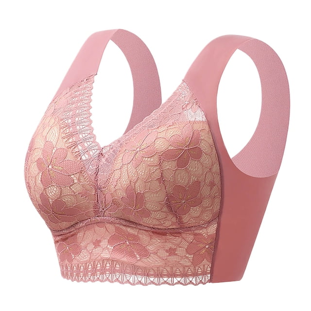 MIASHUI Bras for Women Front Side Buckle Lace Edge without Steel Ring Movement Seamless Gathering Adjustment Yoga Sleep Large Bra