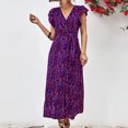 thumbnail image 1 of Jusqu'à 65 % de Réduction! Robes de Mode d'Été pour Femmes 2024 Grande Taille Printemps / Vacances Loisirs Robe à Col en V Taille Haute à Lacets Fendue Imprimée, 1 of 8