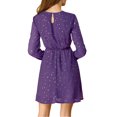 thumbnail image 3 of INSPIRE CHIC Robe pour Femme Dorure Étoile Col en V Manches Longues Robe de Soirée Évasée Ligne A TP Violet Foncé, 3 of 8
