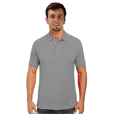 Peach Couture Polo Classique à Manches Courtes pour Hommes Gris Très Grand