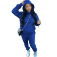 thumbnail image 1 of MAWCLOS Ladies Two Piece Outfit Drawstring Tracksuit Sets Long Sleeve Jogger Set Straight Leg Sports Hooded Neck Sweatsuits Blue XL, 1 of 4