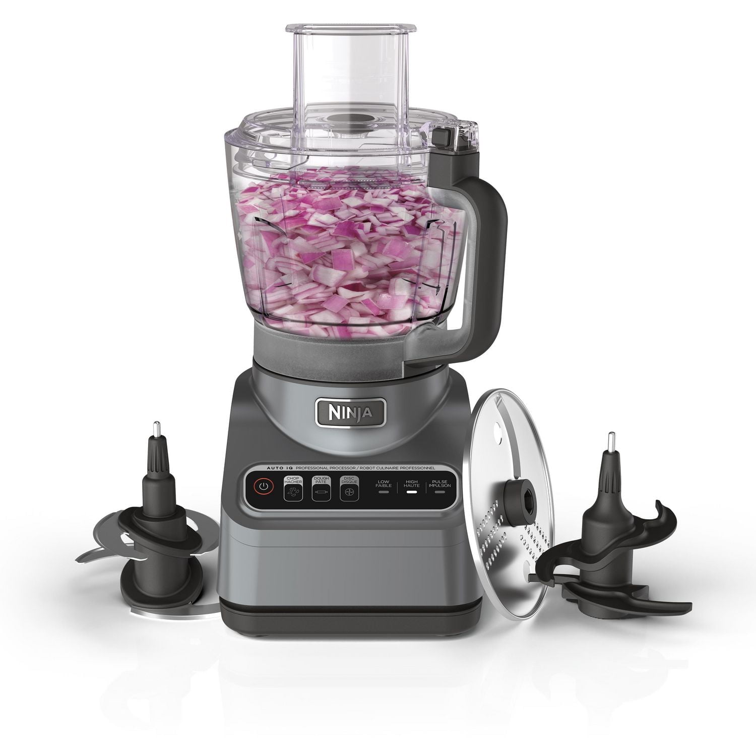 Ninja Professional Food Processor, 850 Watts, 9-Cup Capacity, Auto-iQ Preset Programs: Chop, Dough, Slice, Shred, BN600C