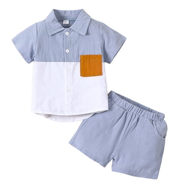 Ketyyh-chn99 Baby Boy Summer Clothes Toddler T Shirt Shorts Set Toddler Boys Baby Girls Boys Summer Leisure Color Short Sleeved Shirt Color Boys Summer Dress Two Piece Set for 4-5 Years,Blue