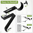 thumbnail image 3 of 12X Curtain Rod Bracket, Adjustable Heavy Duty Curtain Rod Holders, Black Curtain Rods Hooks Hangers, 3 of 5