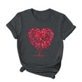 thumbnail image 4 of RKSTN Hauts pour Femmes 2024 Nouvelle Mode Printemps Été Col Rond Manches Courtes Hauts Imprimé Cœur d'Amour Saint-Valentin Blouse Décontractée Ample, 4 of 4