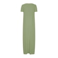 thumbnail image 4 of Fatuov Robe pour Femme Grande Taille à Col Rond, Robe Chemise d'Été pour la Plage à Manches Courtes, Robe Maxi Unie, Tailles 4TG, Vert Armée, 4 of 4