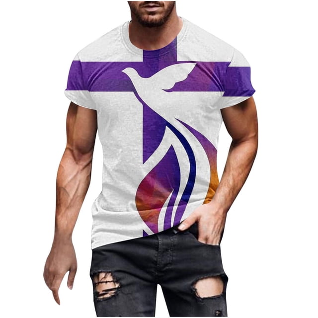 Chemises pour Hommes Confortables à Manches Courtes Imprimées Col Rond Blouses Chemises
