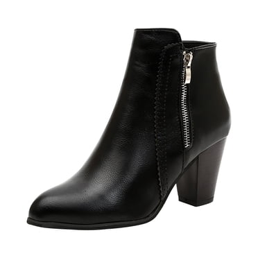 XZNGL Boots for Womens Boots Nine West Shoes Women Fashion Women Autumn Western Boots Square Toe Solid Zipper Boots Shoes