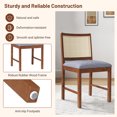 thumbnail image 4 of Giantex Set of 2 Rattan Dining Chairs, Wooden Kitchen Armless Chairs, Padded Side Chairs, 4 of 6