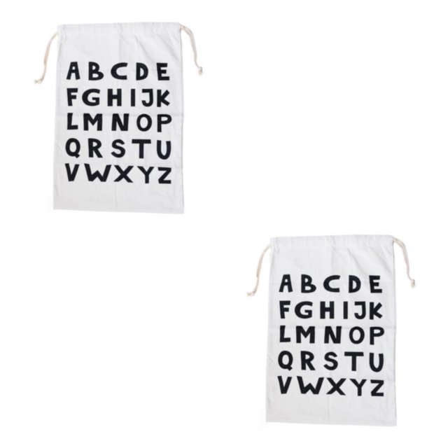 QualitChoice Portable Cotton Linen Drawstring Closure Bag Bedroom Large Capacity Pouch Sundries Luggage Cargo Laundry Organizer Type 1 2PCS