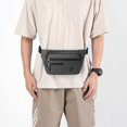 thumbnail image 4 of Sac Banane de Sport - Sac Bandoulière Homme, Sac de Poitrine Multicouche pour la Course à Pied et les Déplacements, Sac en Polyester, Gris, JKODE, 4 of 9