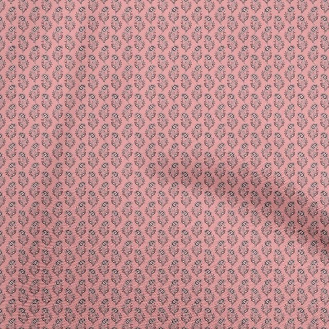 oneOone Velvet Pink Fabric Paisley Sewing Material Print Fabric By The Yard 58 Inch Wide