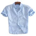 thumbnail image 1 of MesaSe Chemises en Lin à Manches Courtes pour Hommes, Décontractées et Amples, 1 of 3